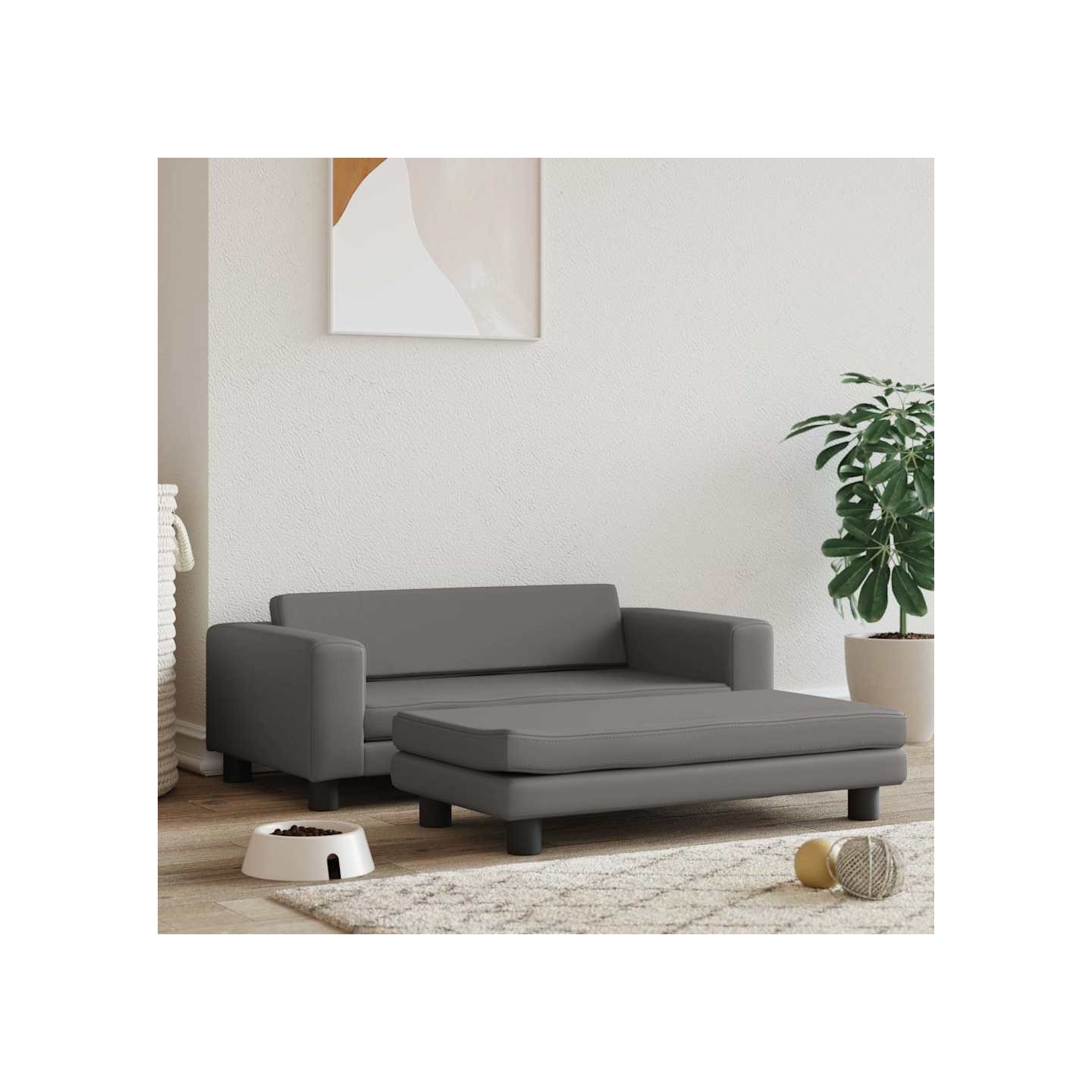 Lit pour chien avec extension gris 100x50x30 cm similicuir