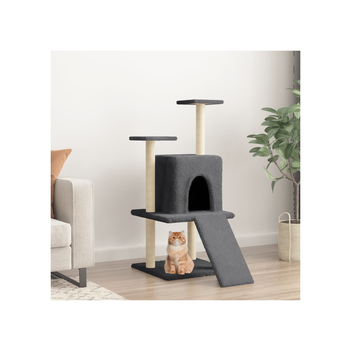 Arbre à chat avec griffoirs en sisal gris foncé 110 cm