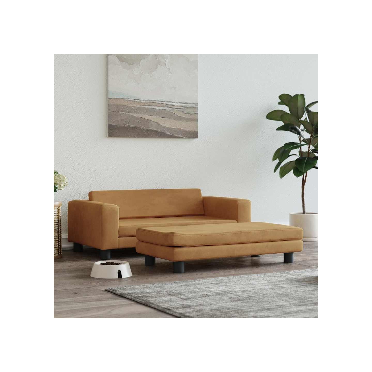 Lit pour chien avec extension marron 100x50x30 cm velours