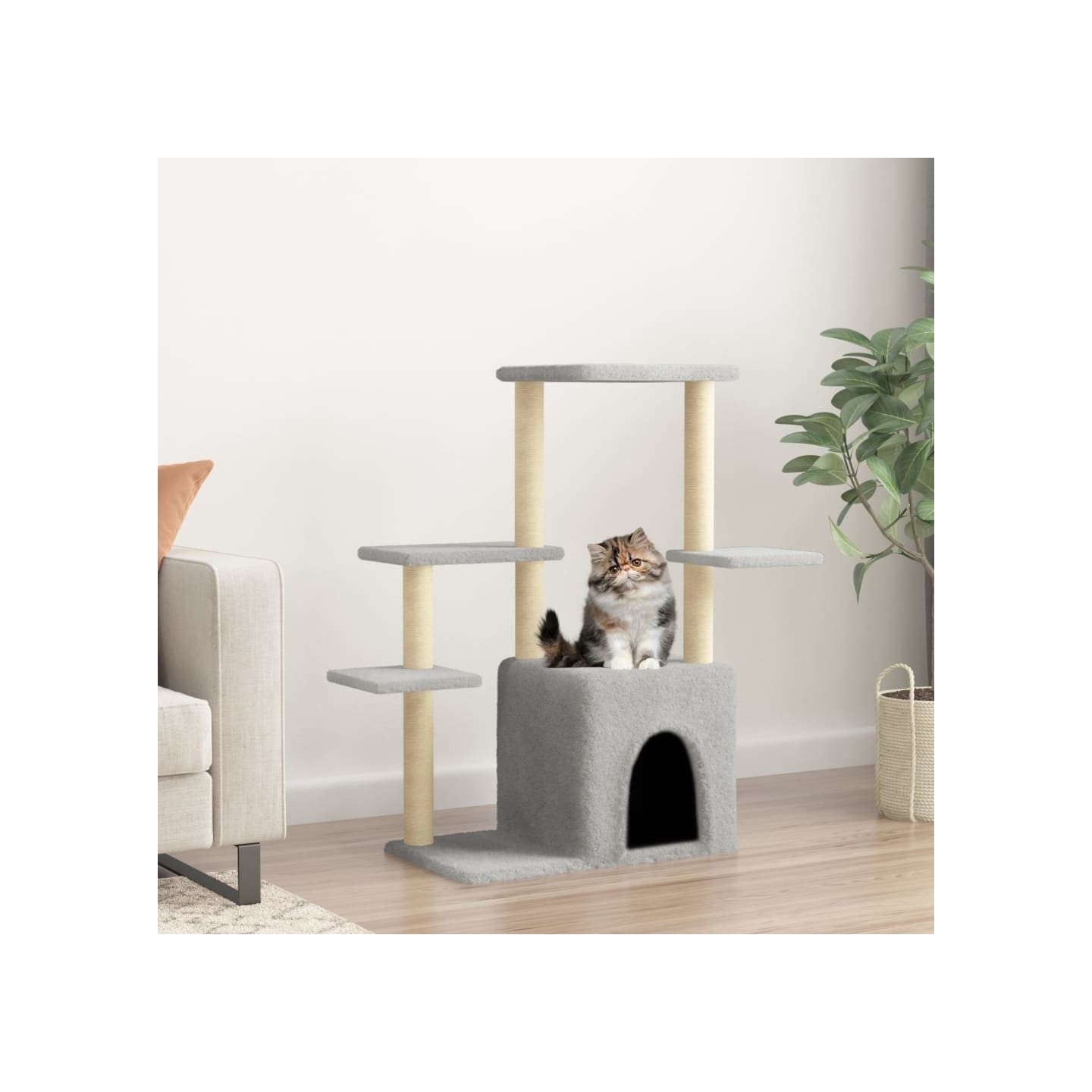 Arbre à chat avec griffoirs en sisal gris clair 97,5 cm