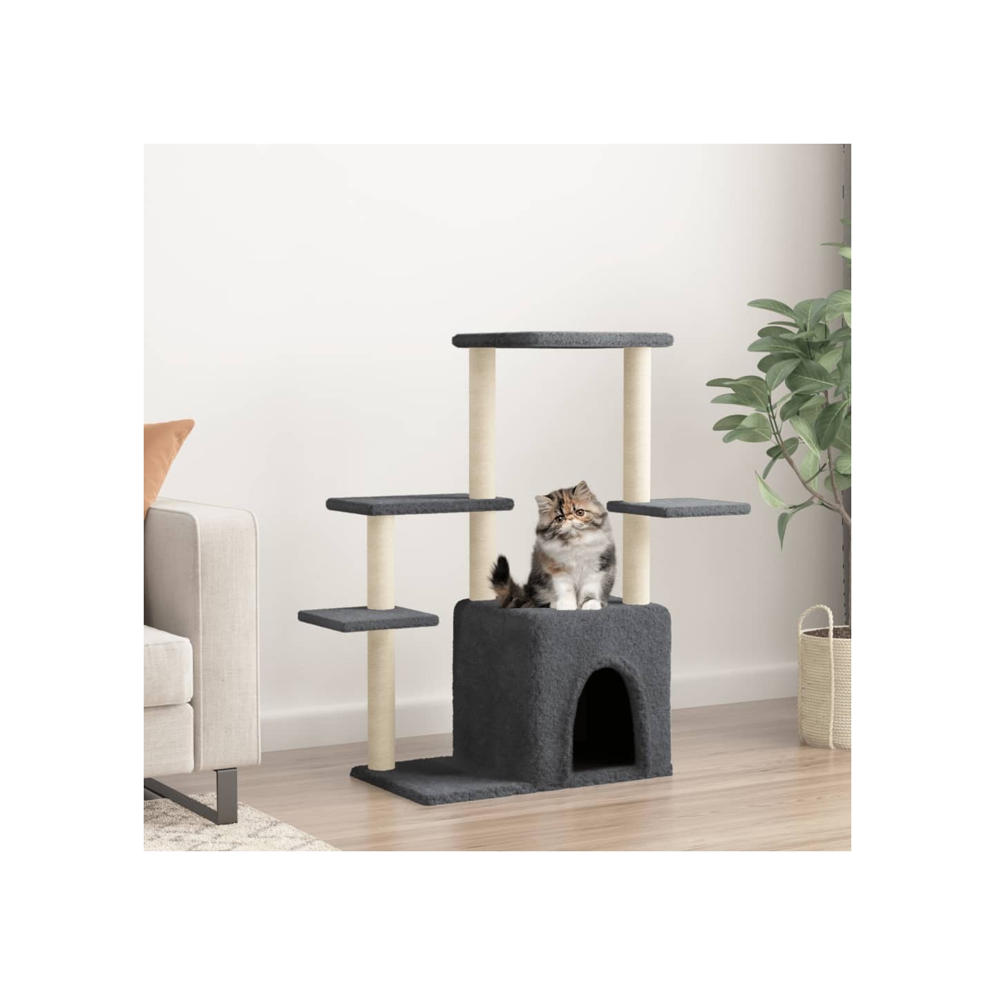 Arbre à chat avec griffoirs en sisal gris foncé 97,5 cm