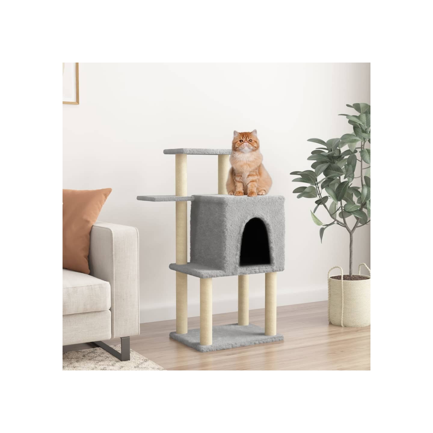 Arbre à chat avec griffoirs en sisal gris clair 97 cm