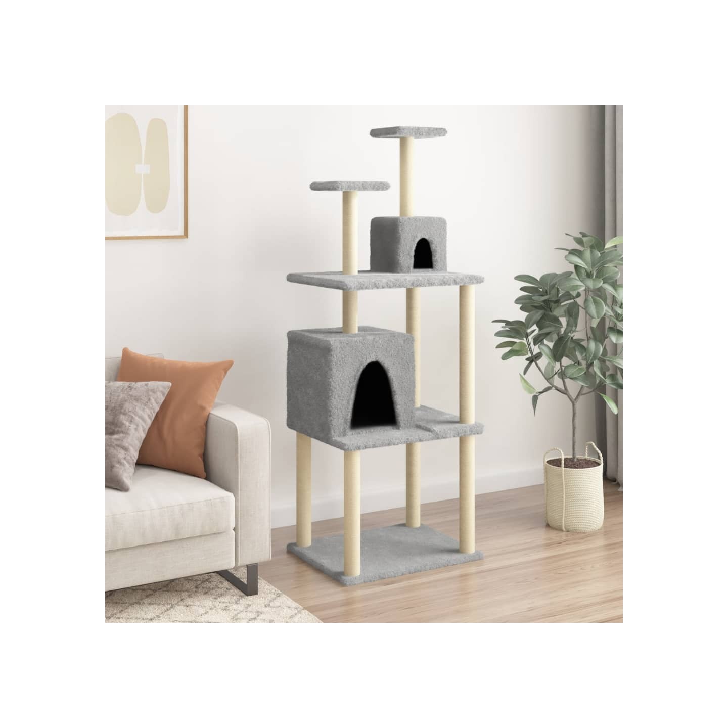 Arbre à chat avec griffoirs en sisal Gris clair 167 cm
