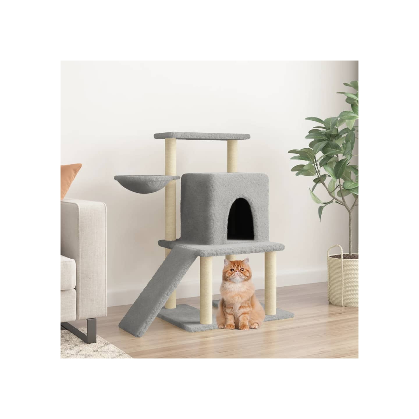 Arbre à chat avec griffoirs en sisal Gris clair 96,5 cm