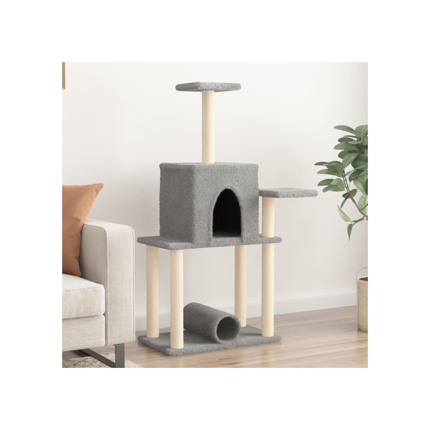 Arbre à chat avec griffoirs en sisal gris clair 122 cm