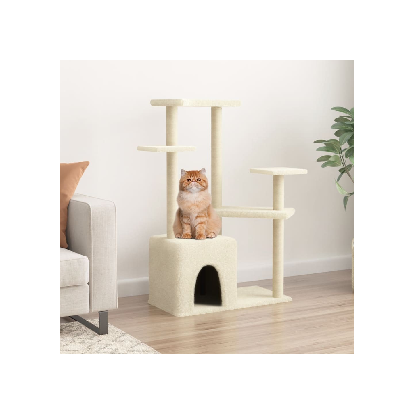 Arbre à chat avec griffoirs en sisal crème 107,5 cm