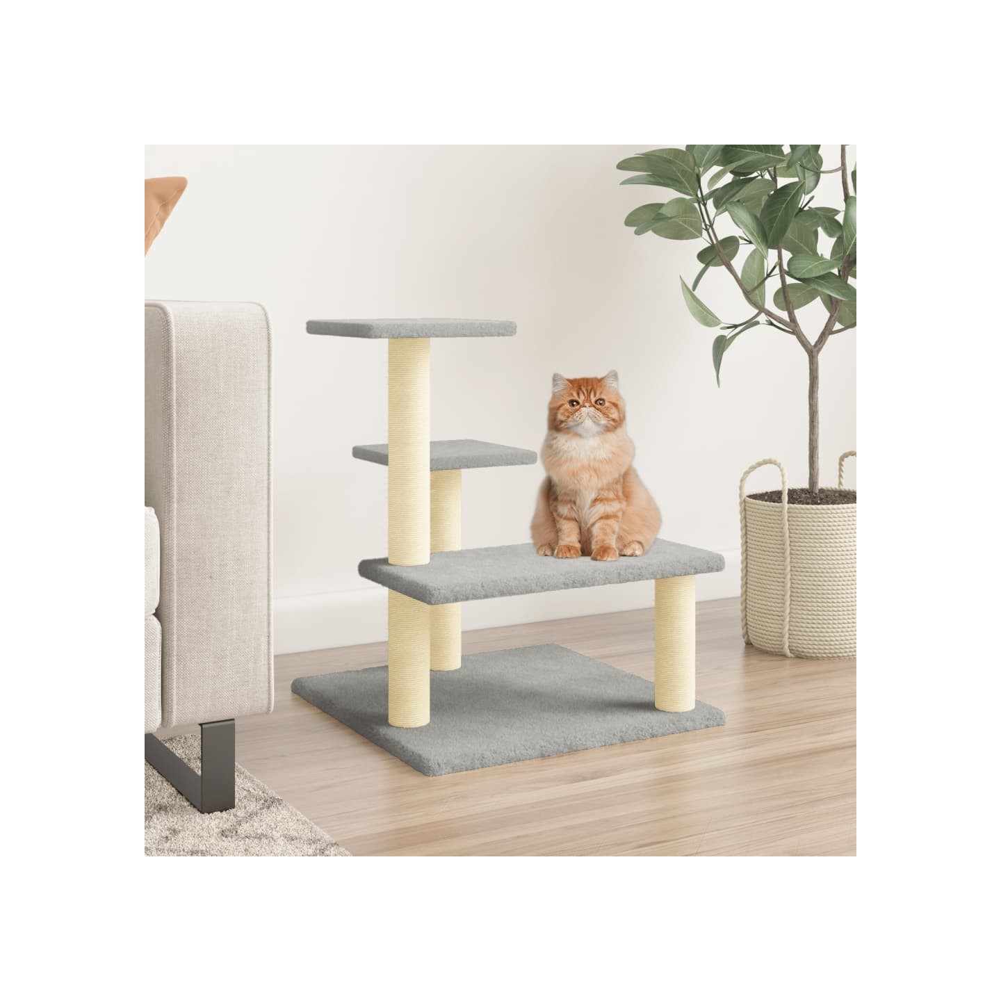 Arbre à chat avec griffoirs en sisal gris clair 61 cm