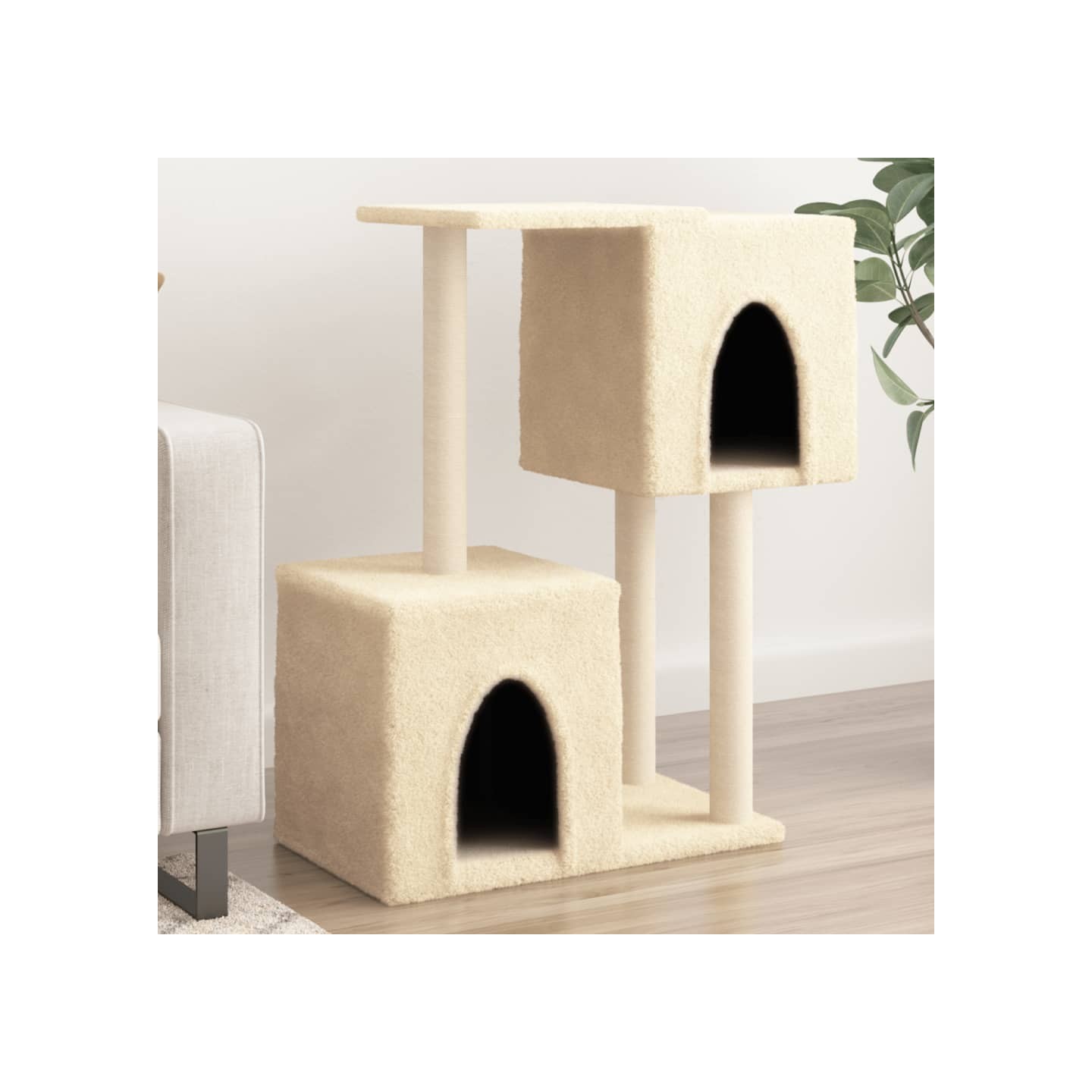 Arbre à chat avec griffoirs en sisal Crème 86 cm