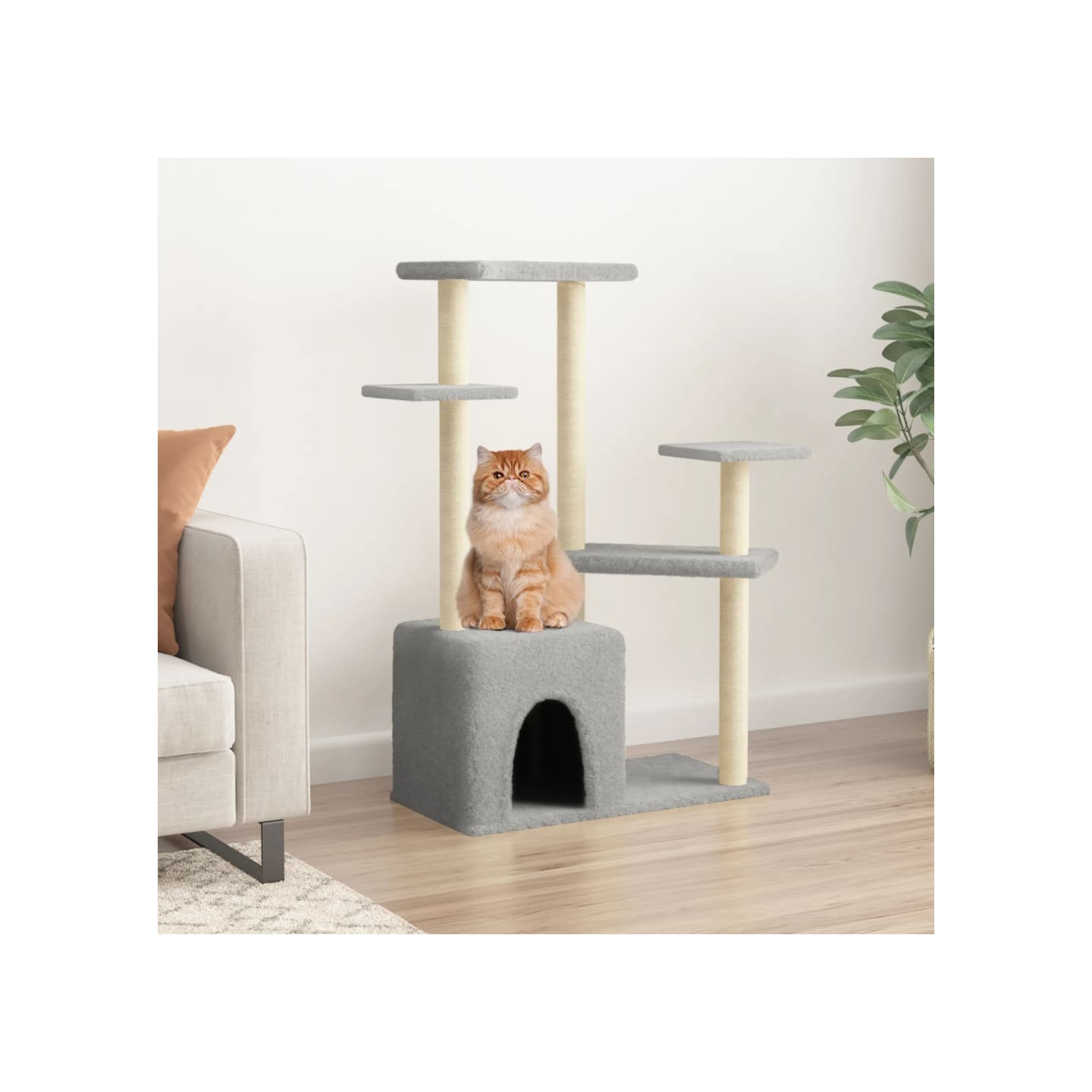 Arbre à chat avec griffoirs en sisal gris clair 107,5 cm