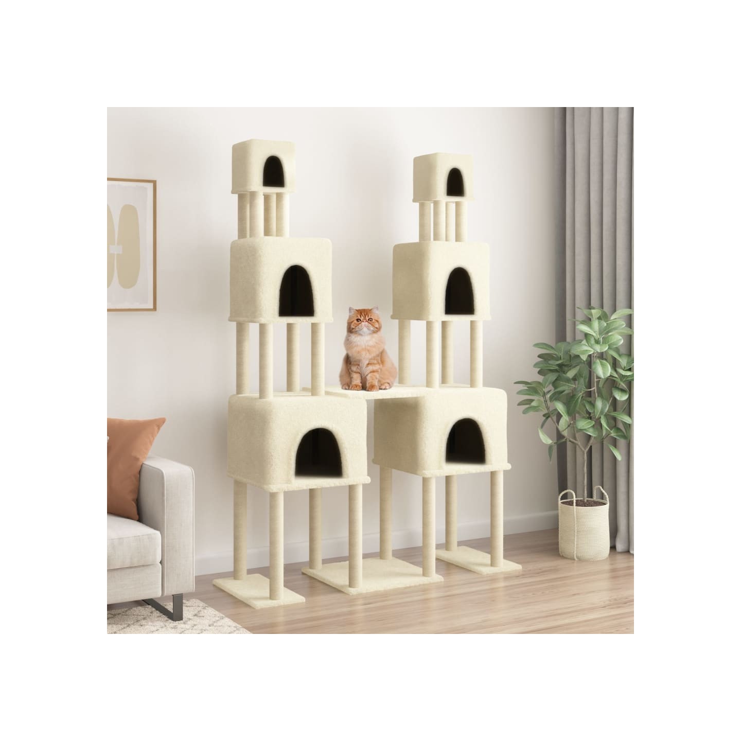 Arbre à chat avec griffoirs en sisal Crème 199 cm