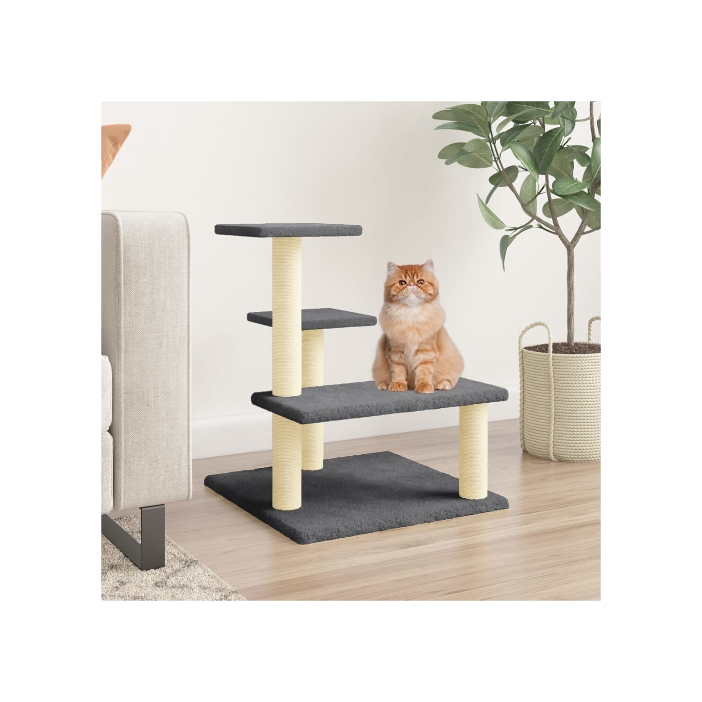 Arbre à chat avec griffoirs en sisal Gris foncé 61 cm