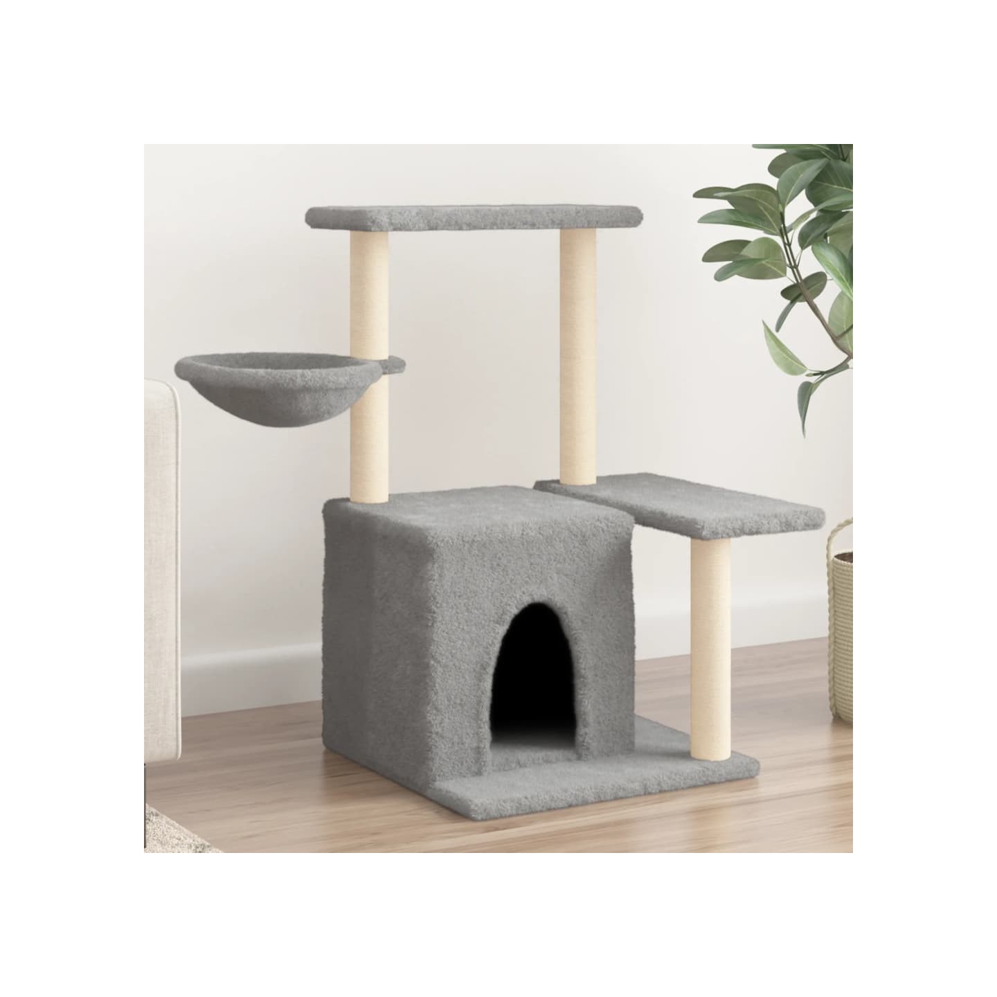 Arbre à chat avec griffoirs en sisal Gris clair 83 cm