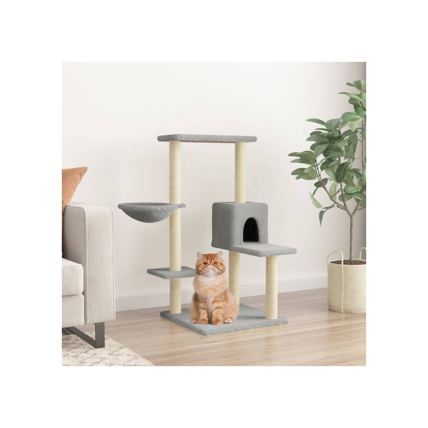 Arbre à chat avec griffoirs en sisal Gris clair 95 cm