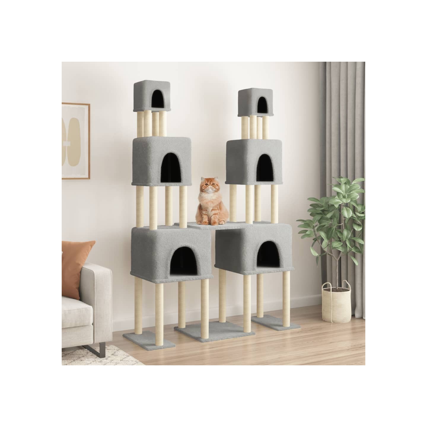 Arbre à chat avec griffoirs en sisal Gris clair 199 cm