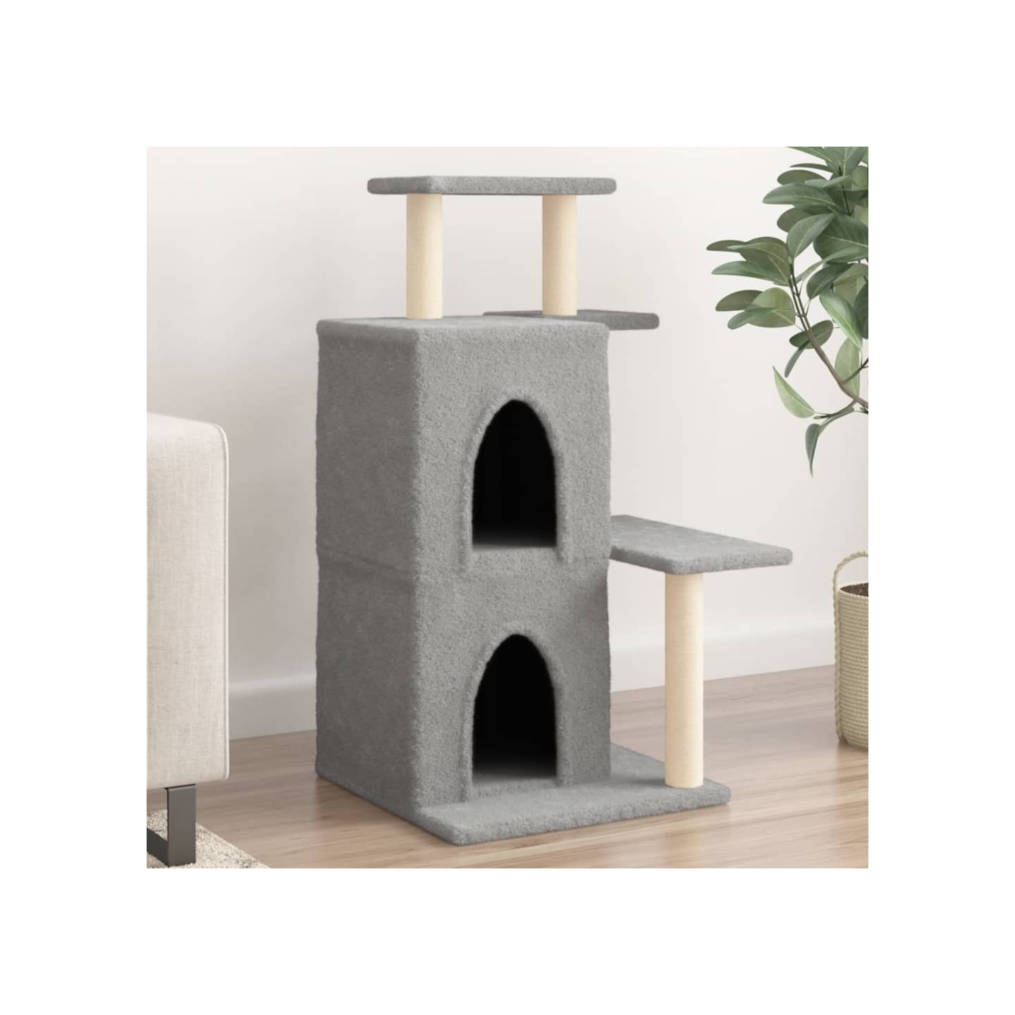 Arbre à chat avec griffoirs en sisal gris clair 97 cm