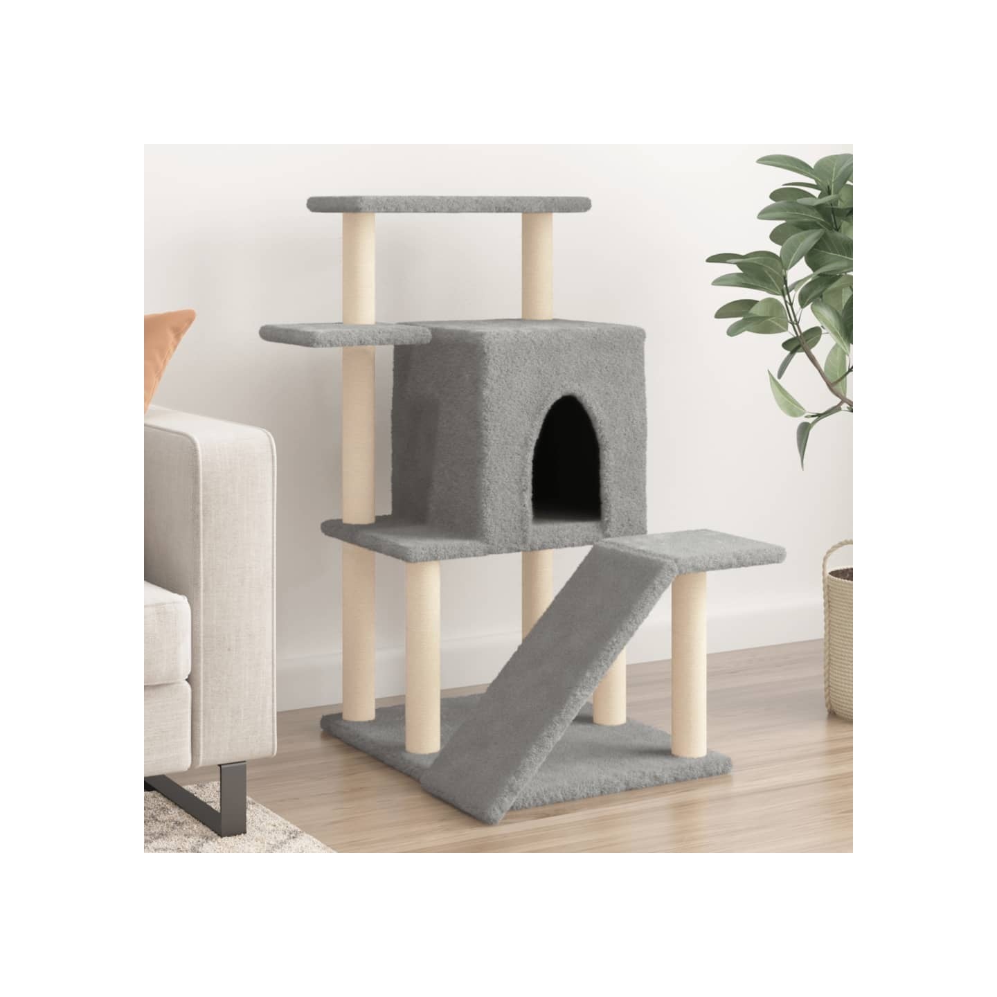 Arbre à chat avec griffoirs en sisal gris clair 97 cm