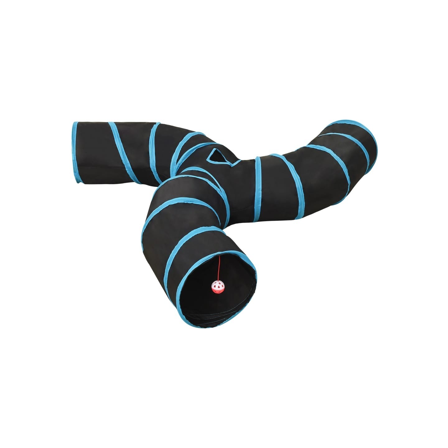 Tunnel pour chats à 3 voies Noir et bleu 25 cm Polyester
