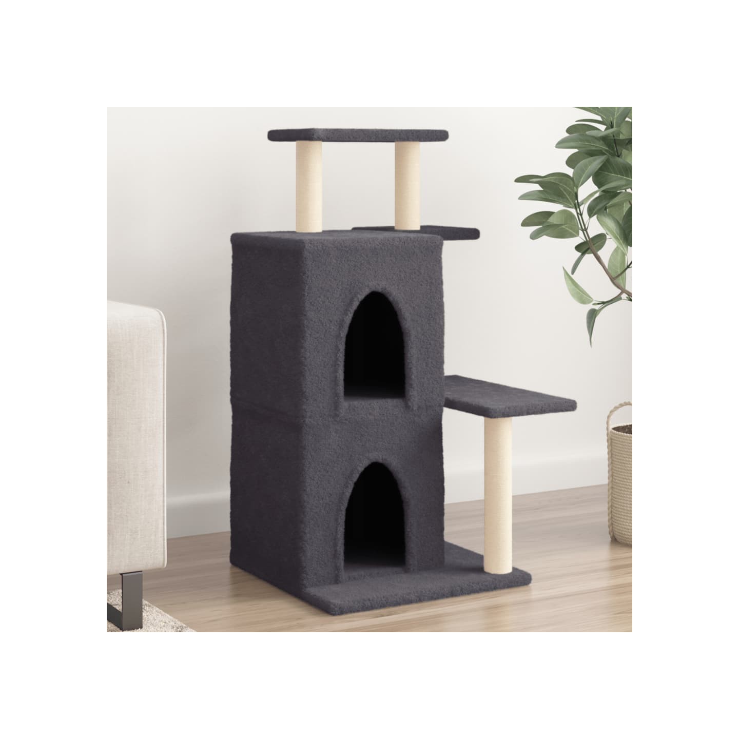 Arbre à chat avec griffoirs en sisal gris foncé 97 cm