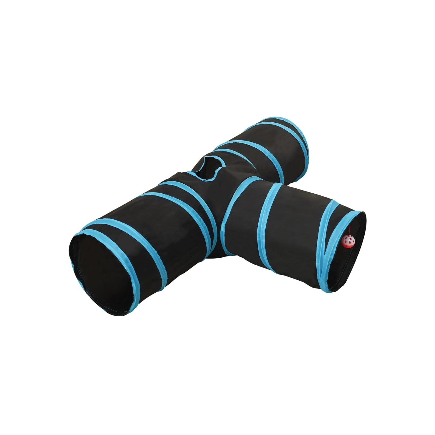 Tunnel pour chats à 3 voies Noir et bleu 90 cm Polyester