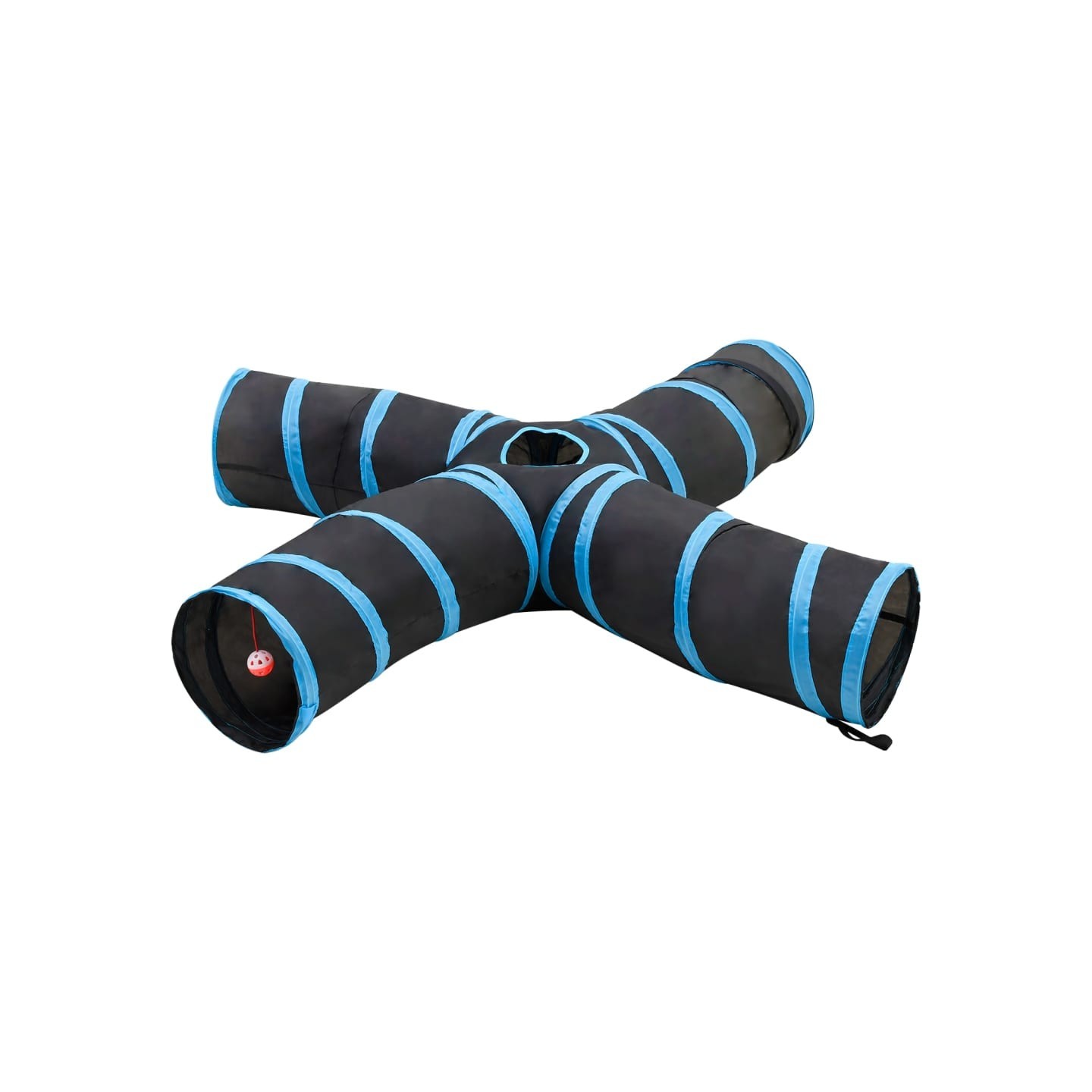 Tunnel pour chats à 4 voies Noir et bleu 25 cm Polyester