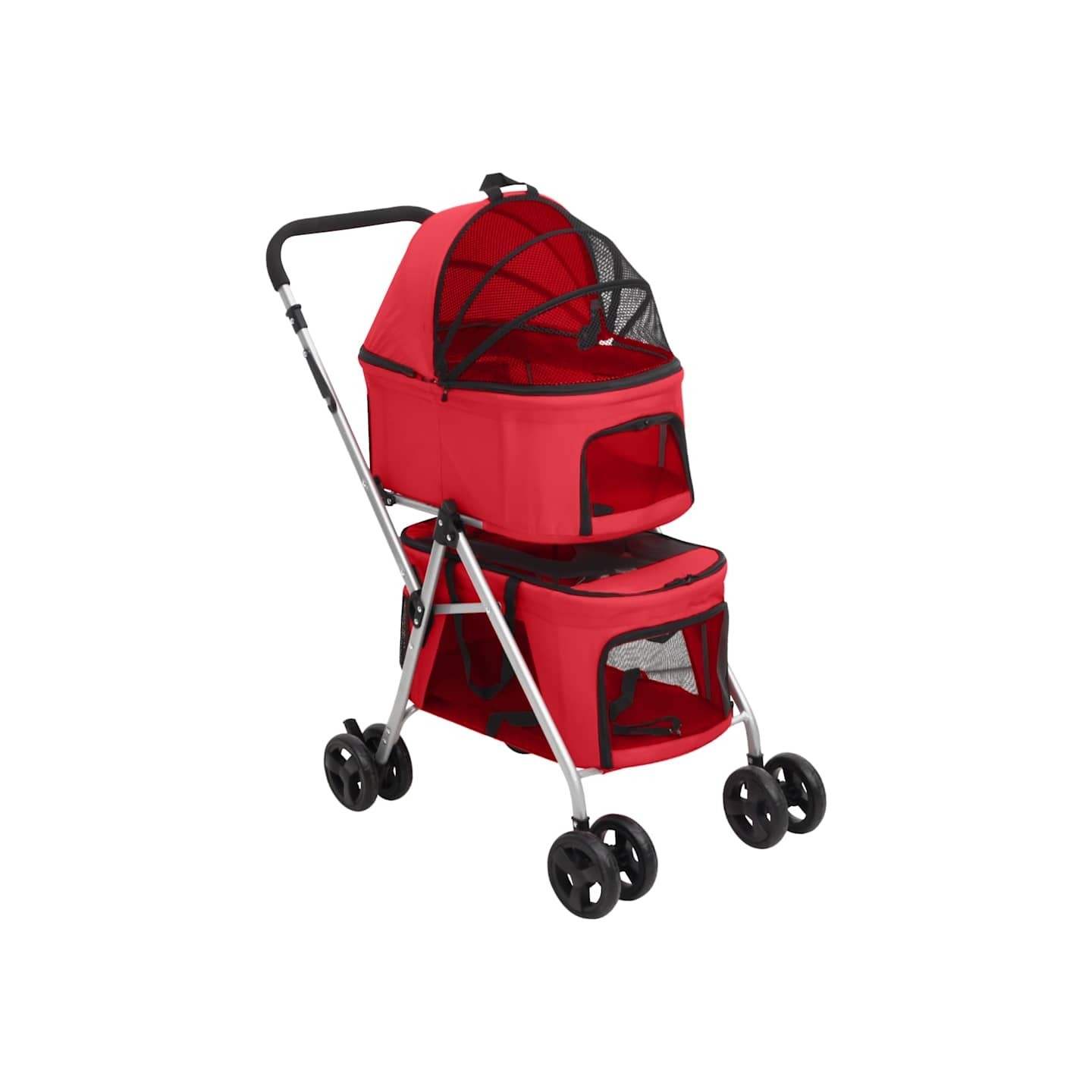 Poussette pour chien pliante à 2 niveaux Rouge 83x48x97 cm