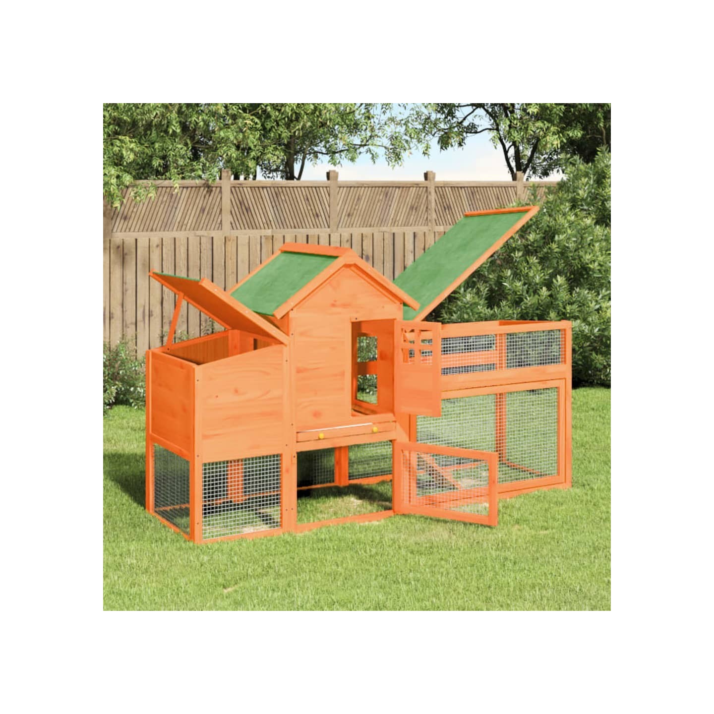 Poulailler marron 186,5x58,5x113 cm bois massif de pin