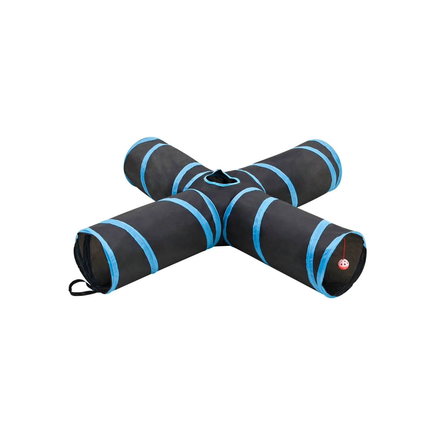 Tunnel pour chats à 4 voies Noir et bleu 132 cm Polyester