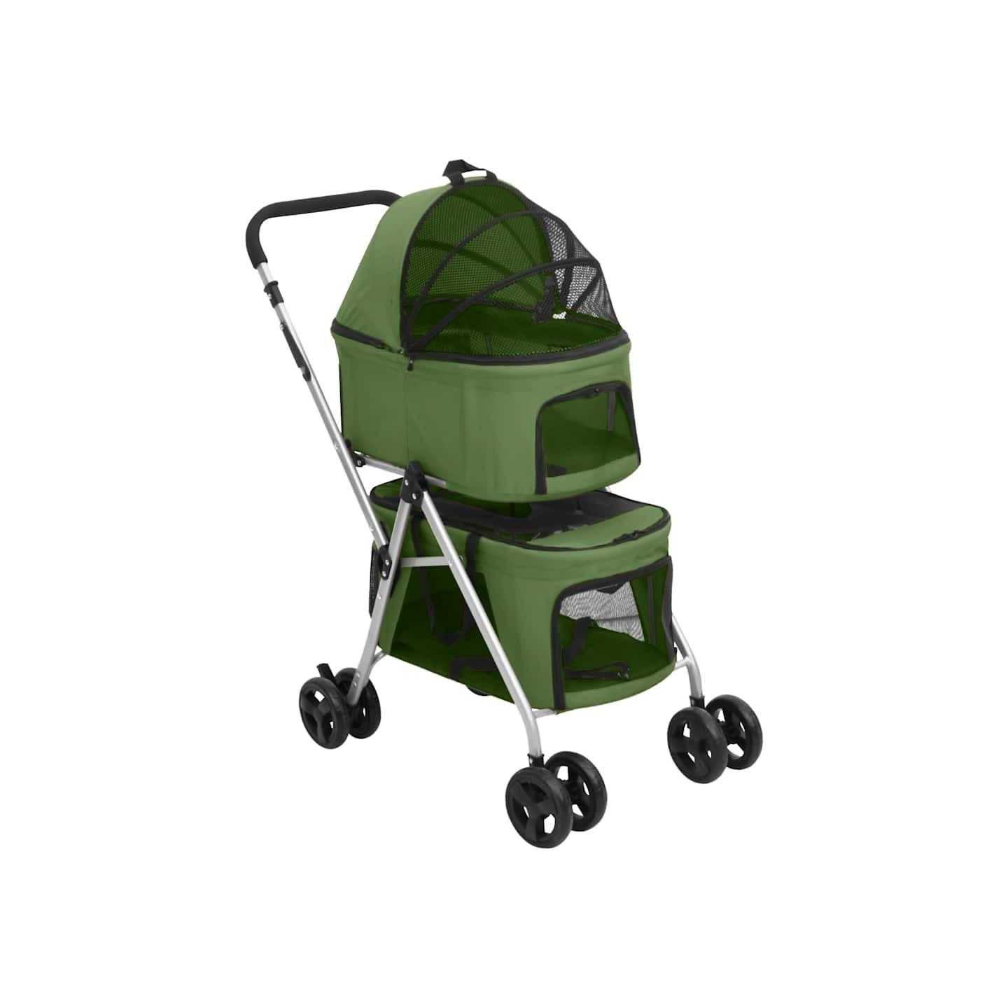 Poussette pour chien pliante à 2 niveaux Vert 83x48x97 cm