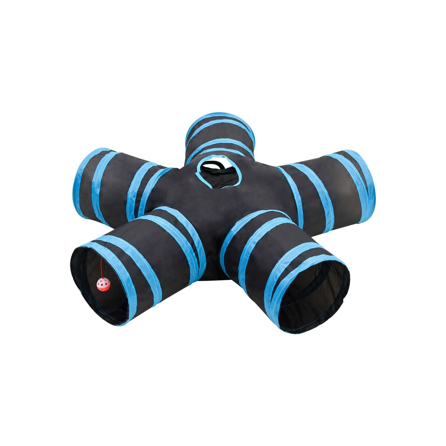 Tunnel pour chats à 5 voies Noir et bleu 25 cm Polyester
