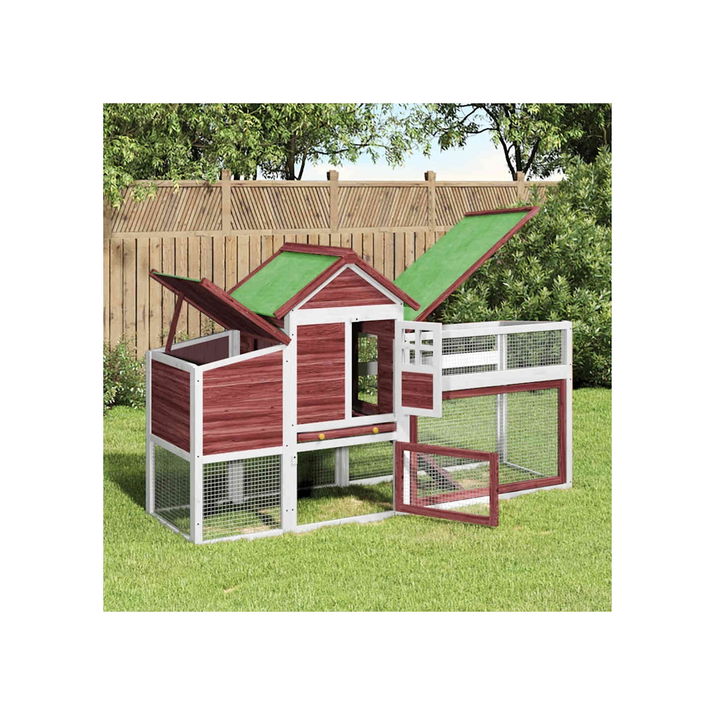 Poulailler moka 186,5x58,5x113 cm bois massif de pin