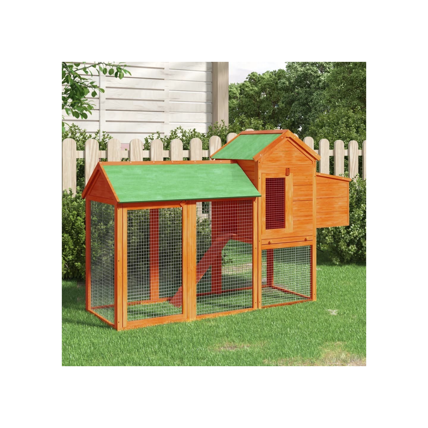 Poulailler marron 193x65x117 cm bois massif de pin