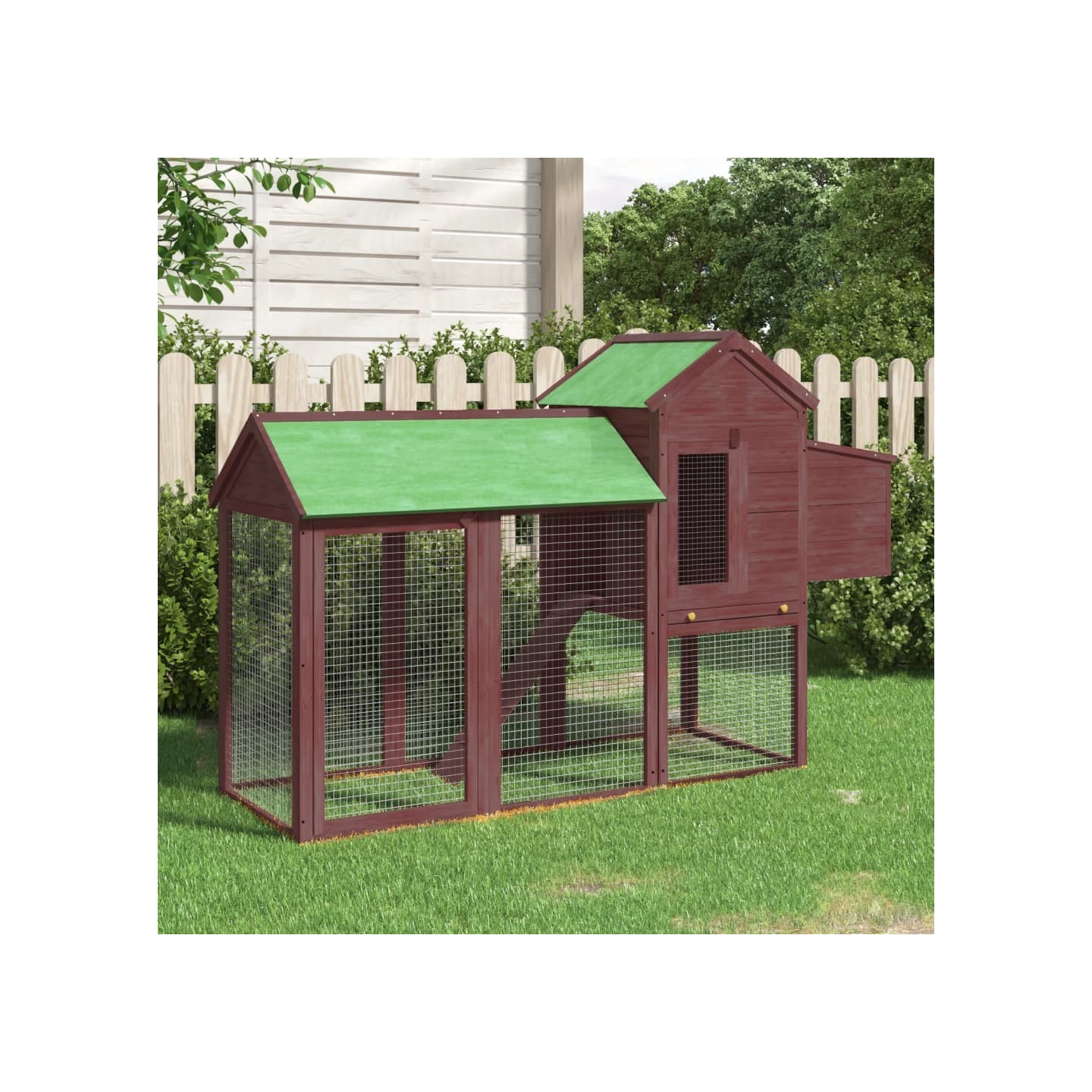 Poulailler moka 193x65x117 cm bois massif de pin