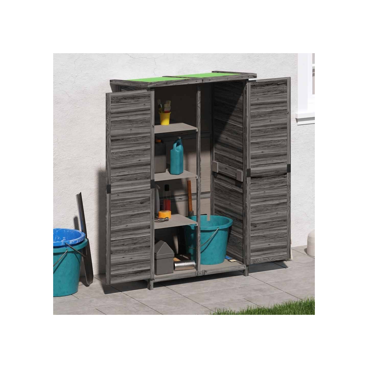 Abri à outils de jardin gris 83x57x140 cm bois massif pin