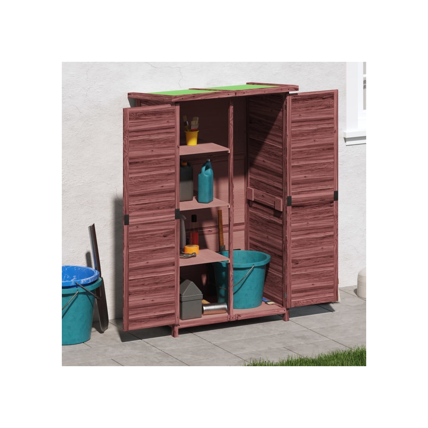 Abri à outils de jardin moka 83x57x140 cm bois massif pin