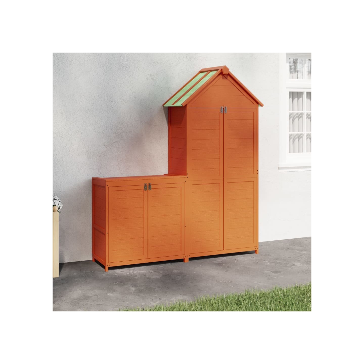 Ensemble de remise à outils de jardin 2 pcs marron pin massif