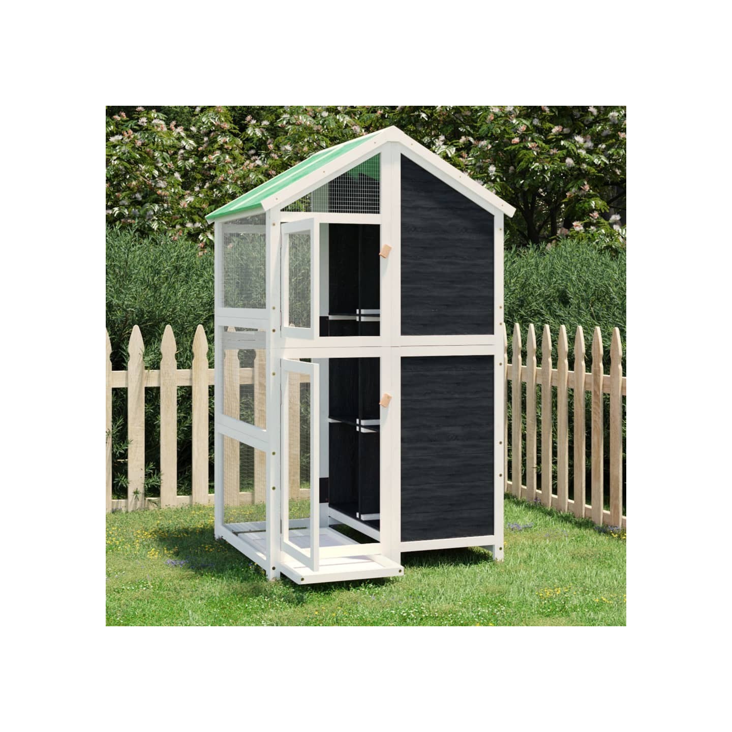 Maison à oiseaux gris 97x81x152 cm bois massif de pin