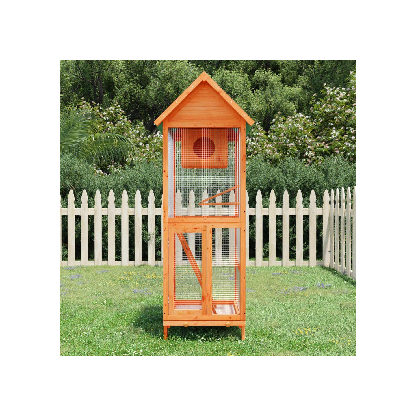 Maison à oiseaux marron 60x58,5x160 cm bois massif de pin