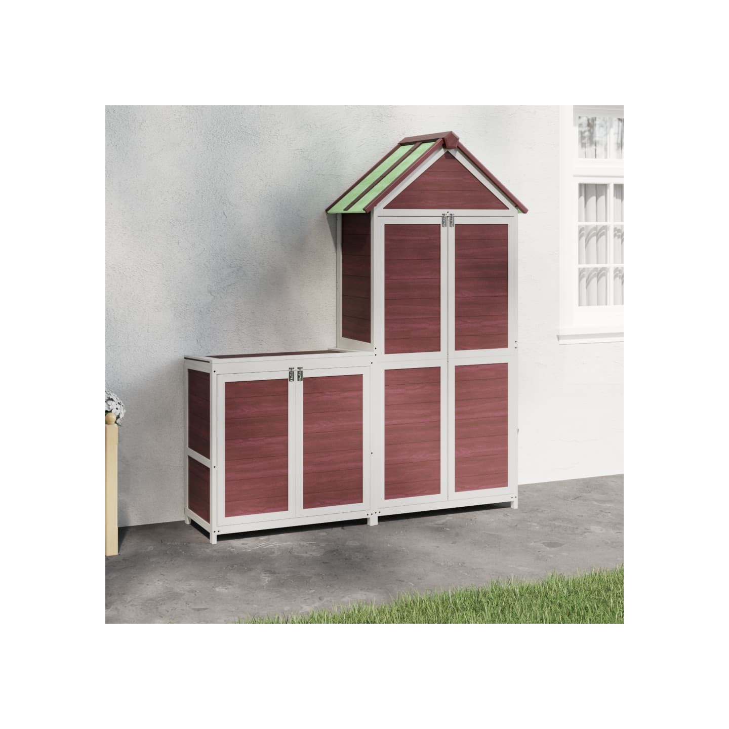 Ensemble de remise à outils de jardin 2 pcs moka pin massif