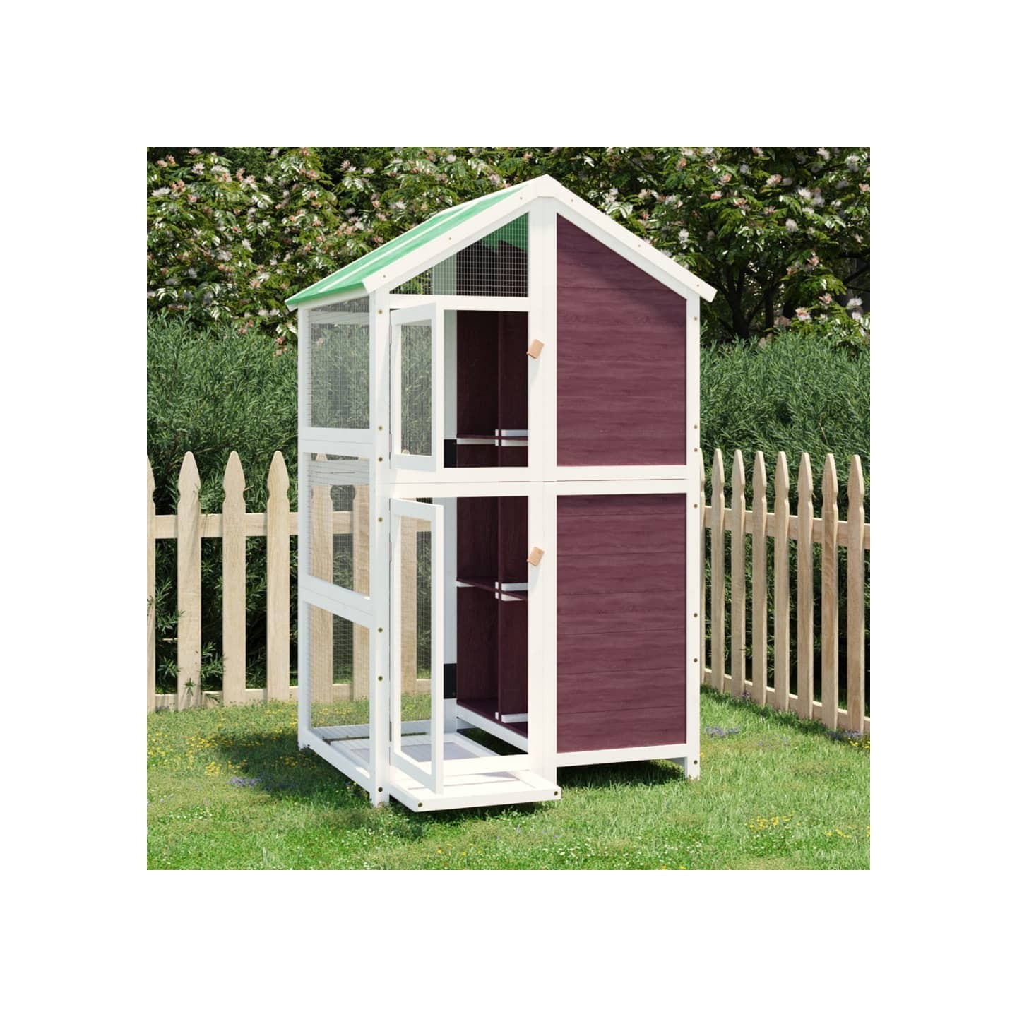 Maison à oiseaux moka 97x81x152 cm bois massif de pin