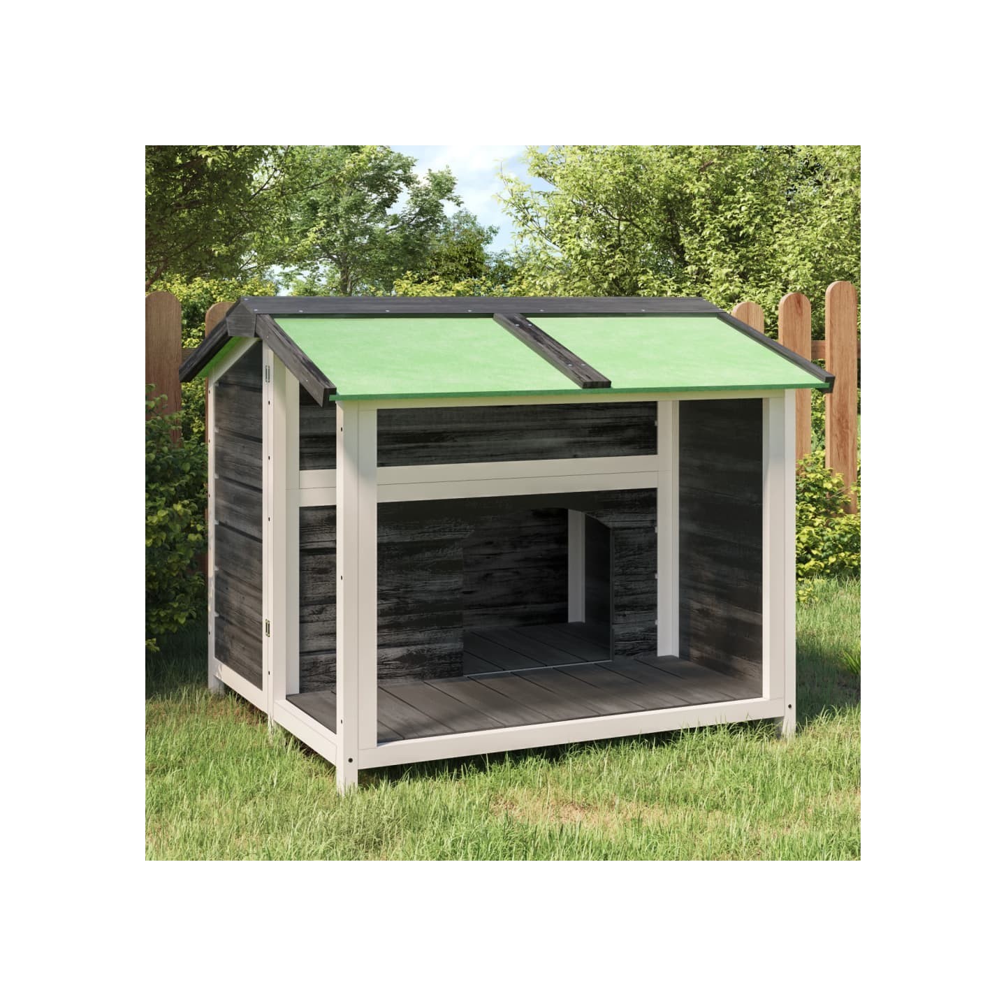Chenil gris 96x87x80,5 cm bois de pin solide