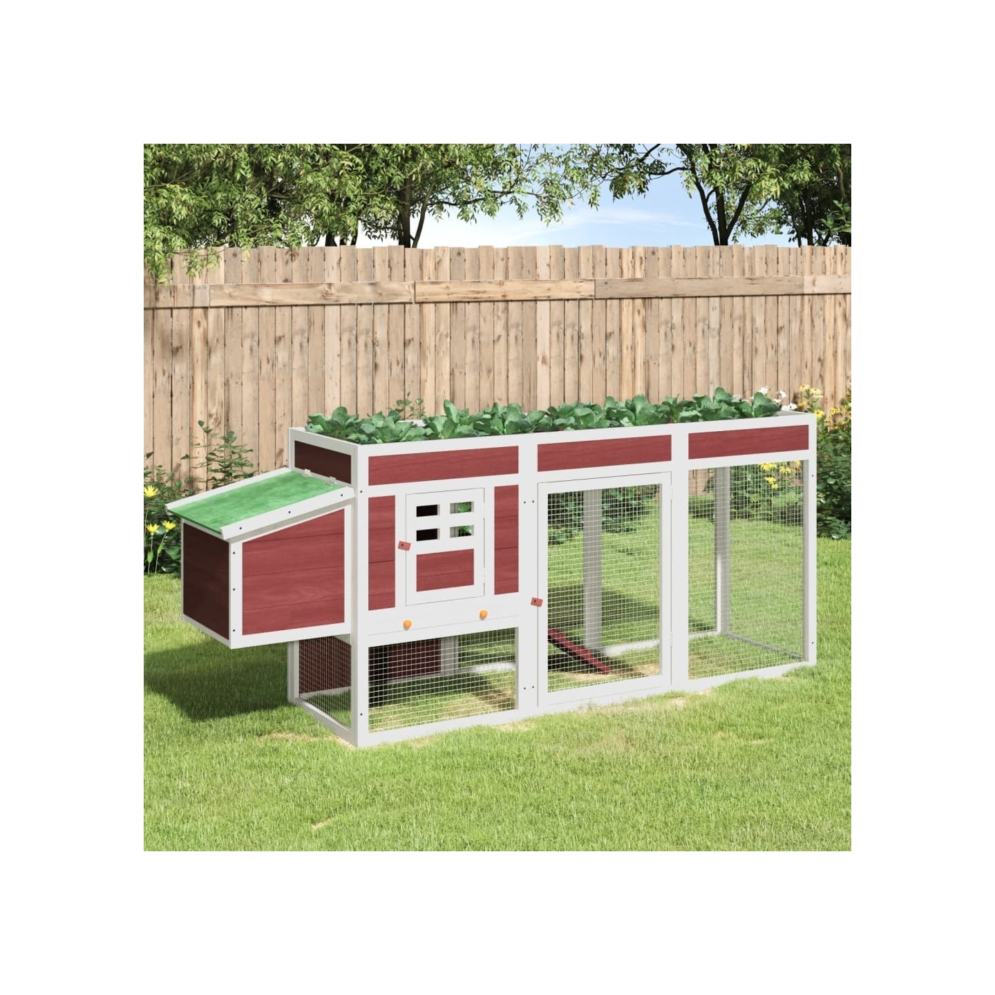 Poulailler moka 204x50x84 cm bois massif de pin