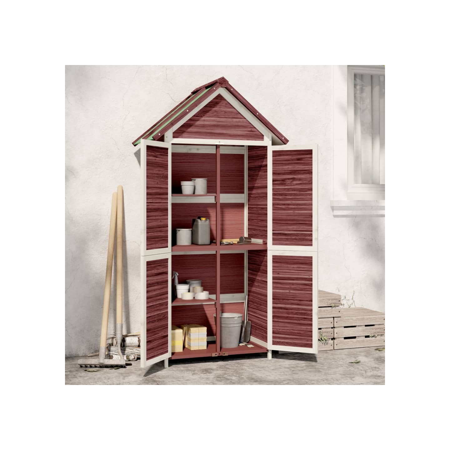 Abri à outils de jardin moka 89x52,5x175 cm bois massif pin
