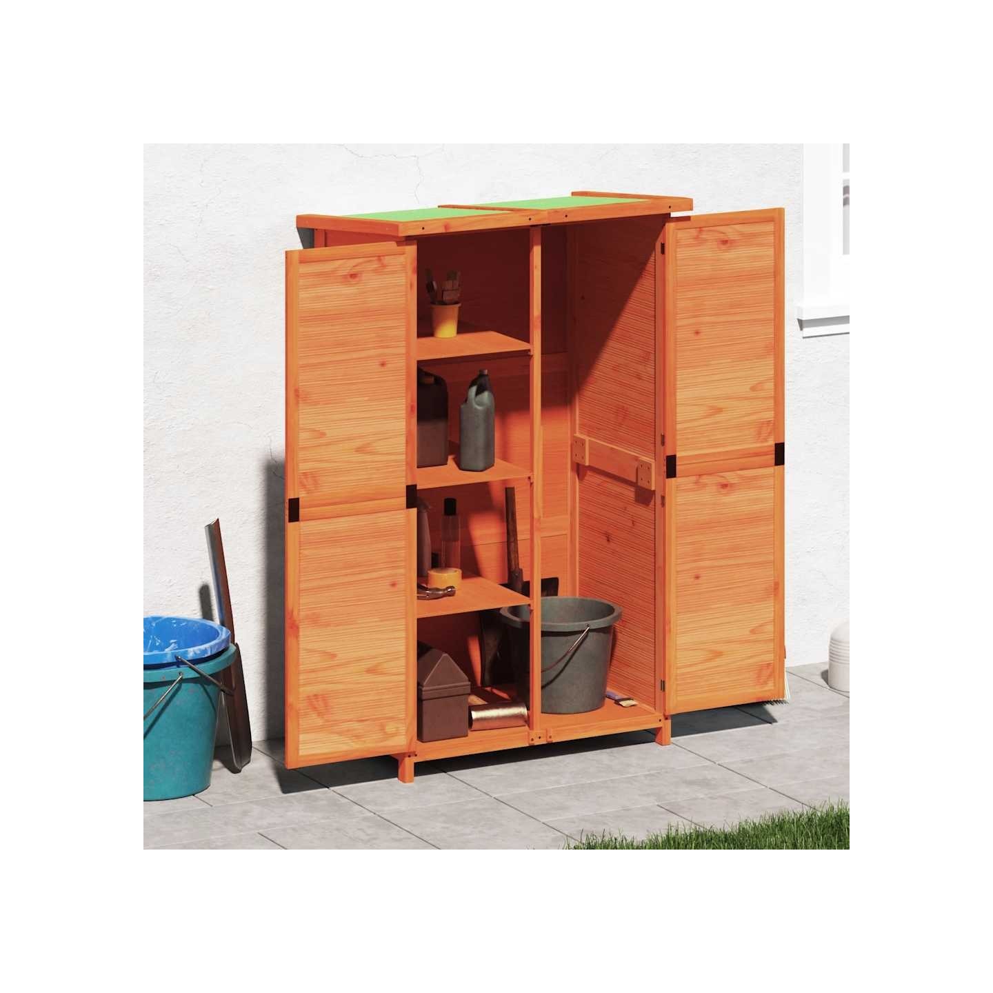 Abri à outils de jardin marron 83x57x140 cm bois massif pin