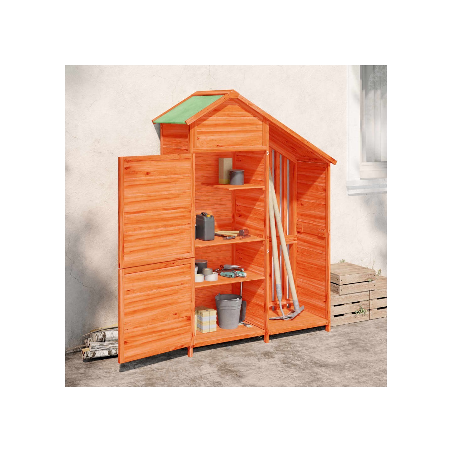 Abri à outils de jardin marron 120x53,5x170 cm bois massif pin