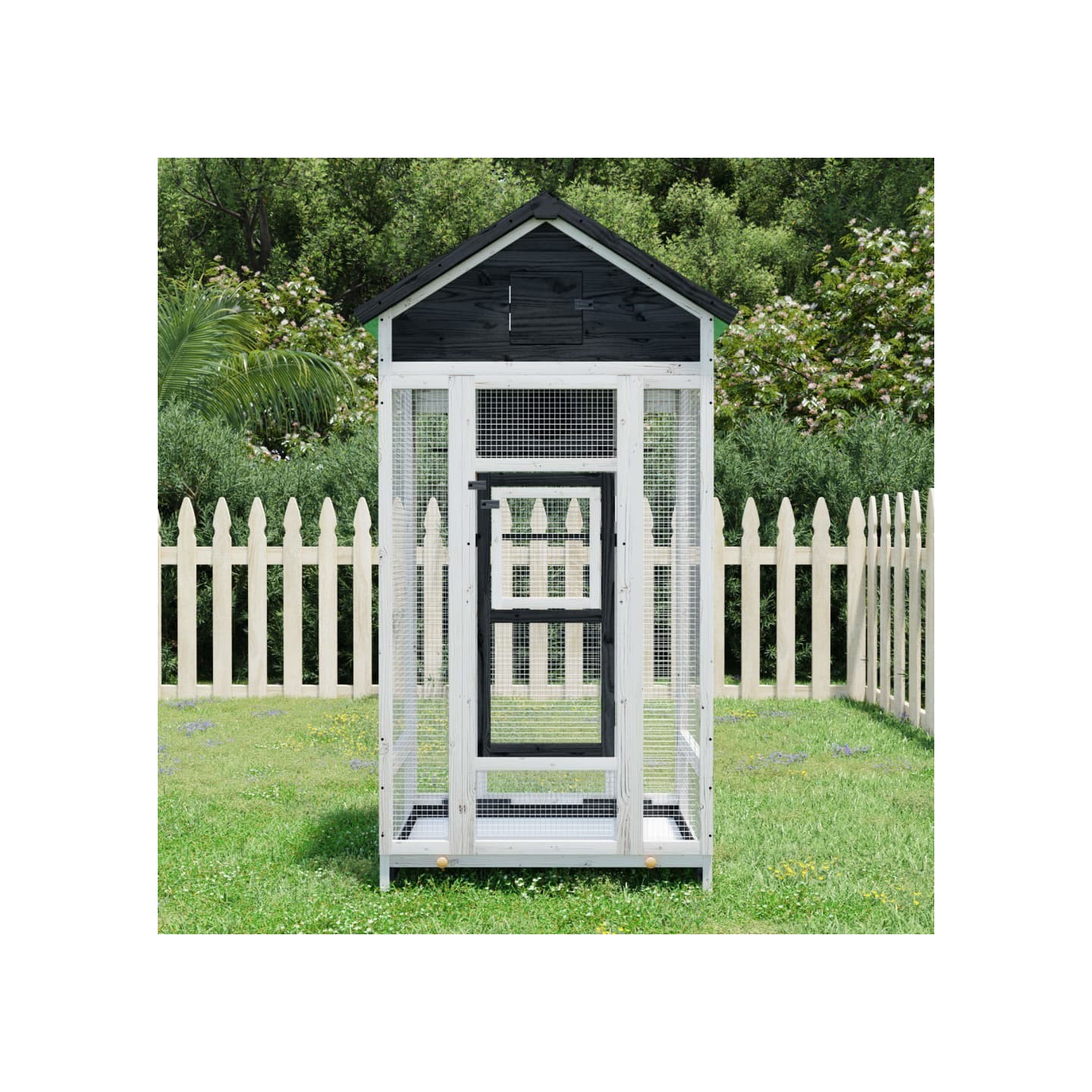 Maison à oiseaux gris 91,5x53x170 cm bois massif de pin