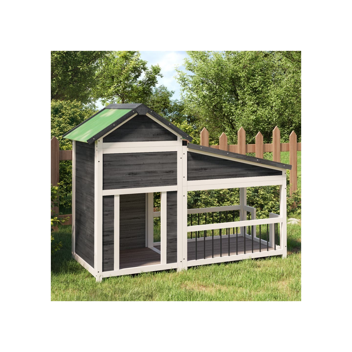 Chenil gris 143x60,5x109 cm bois de pin solide