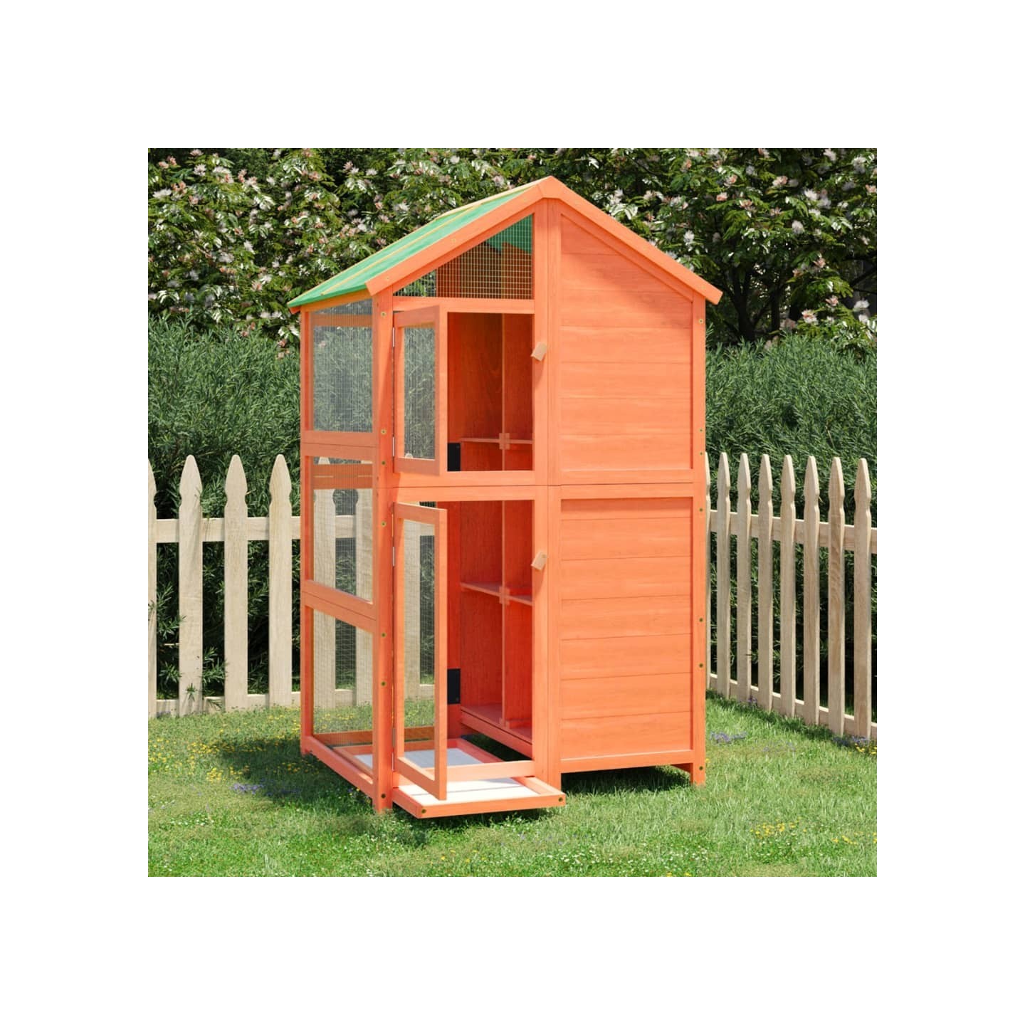 Maison à oiseaux marron 97x81x152 cm bois massif de pin