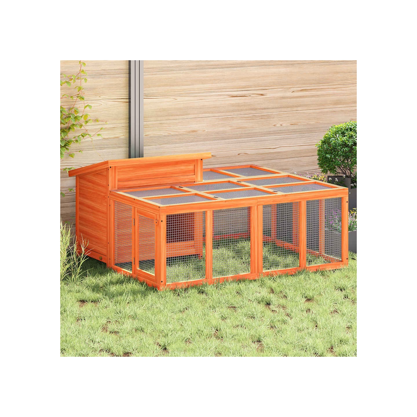 Clapier marron 144x123x67,5 cm bois de pin massif