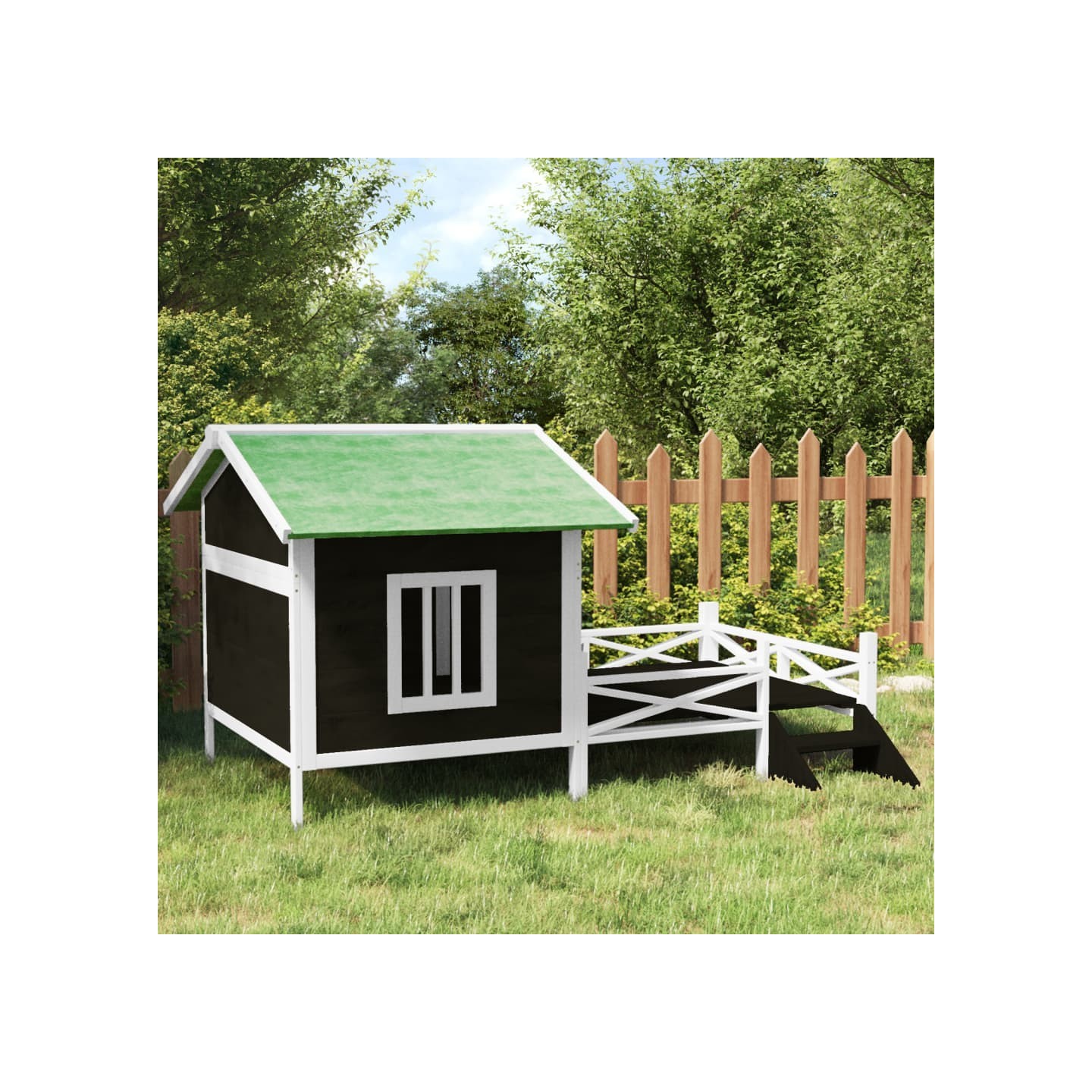 Chenil gris 159x120x88,5 cm bois de pin solide