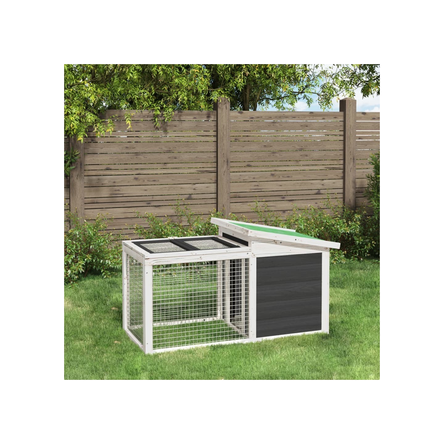 Clapier gris 100,5x54x55 cm bois de pin massif